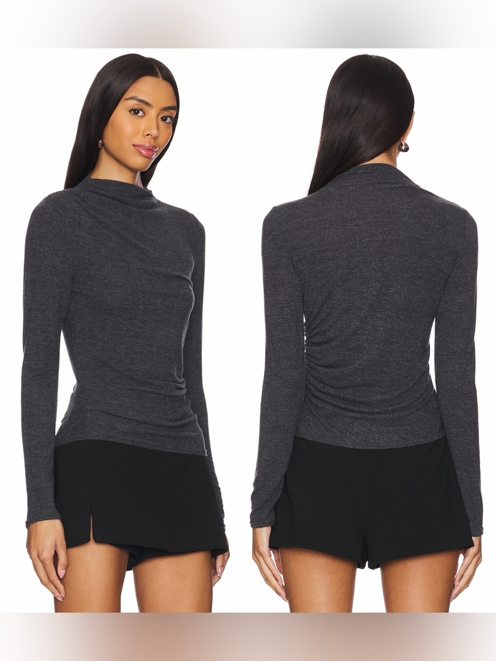 Rails REVOLVE Joelle Top Charcoal Long Sleeve Mockneck Jersey Women’s Small Grey